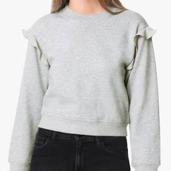 Joe's Jeans Satellite Sweatshirt Ruffle Long Sleeve Cropped Gray NWT XL - Picture 1 of 6